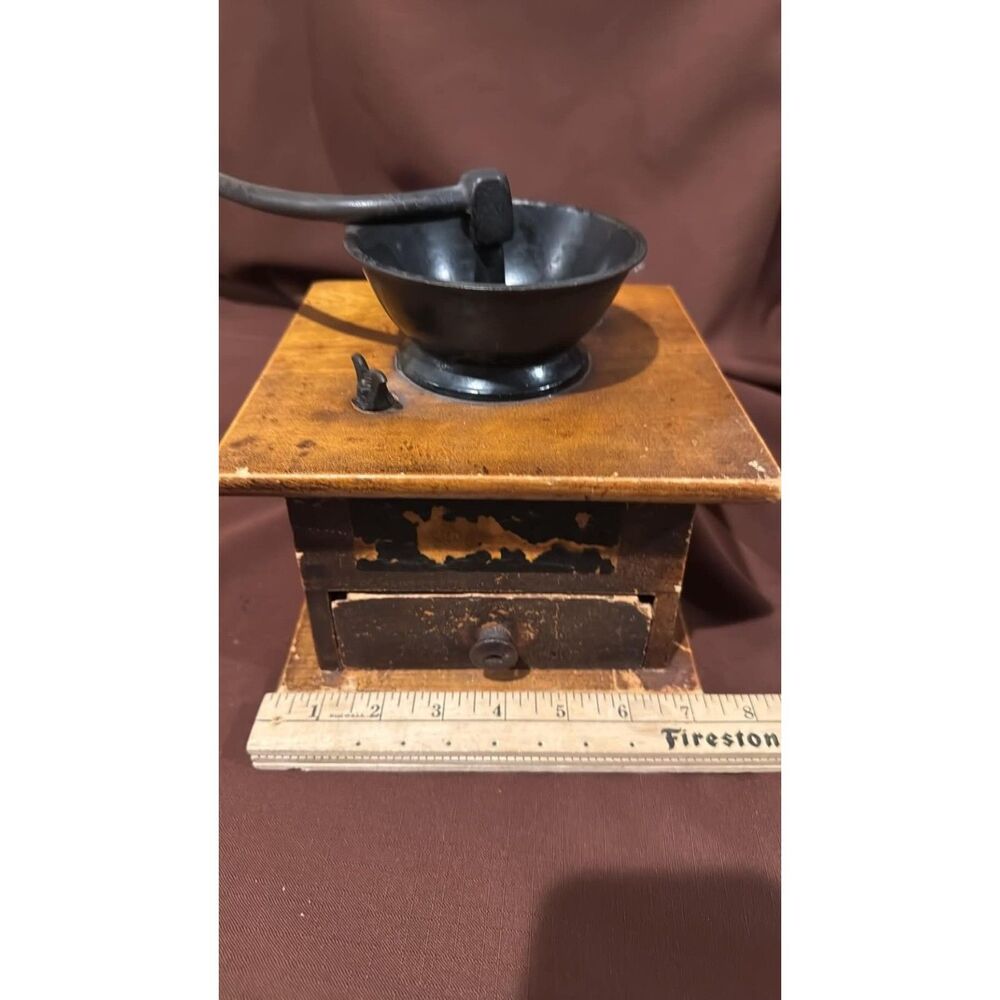 Antique Primitive Finger Joined Wooden Coffee Grinder